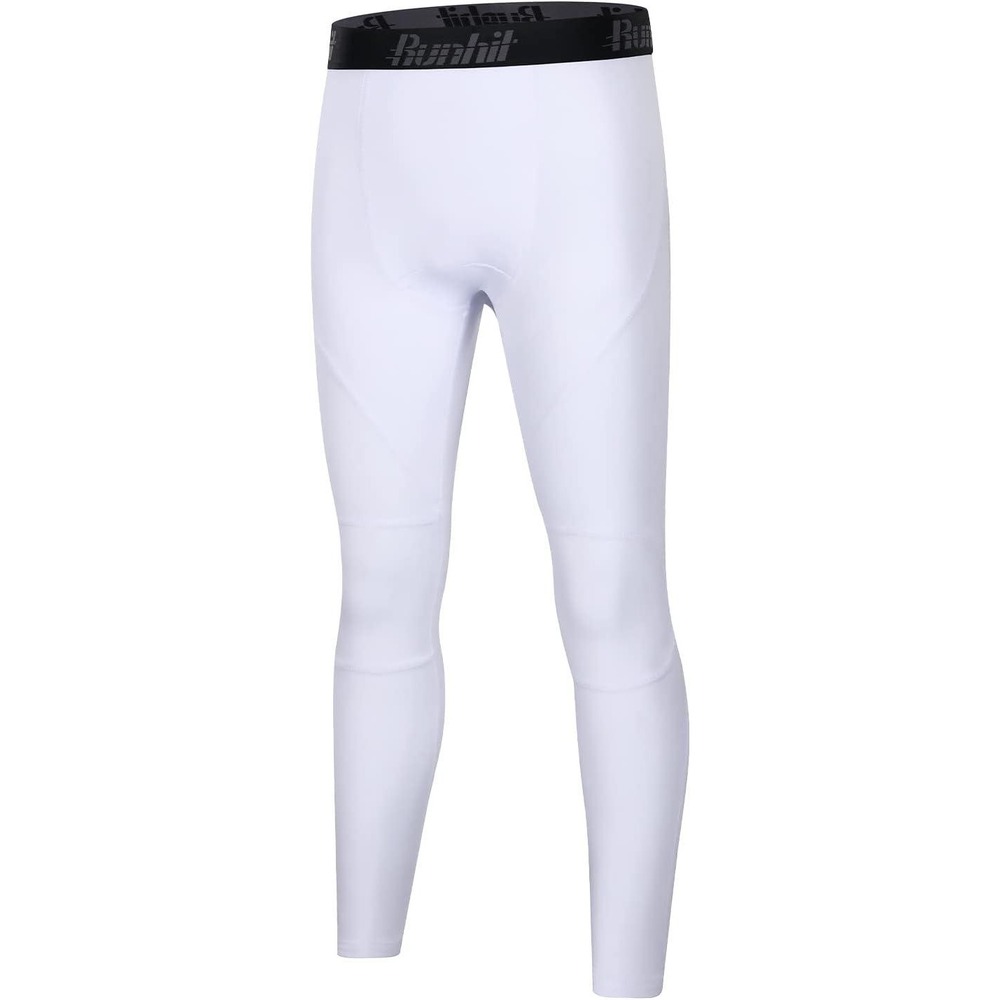 Runhit Boys XS White Compression Leggings Youth Athletic Tights Basketball